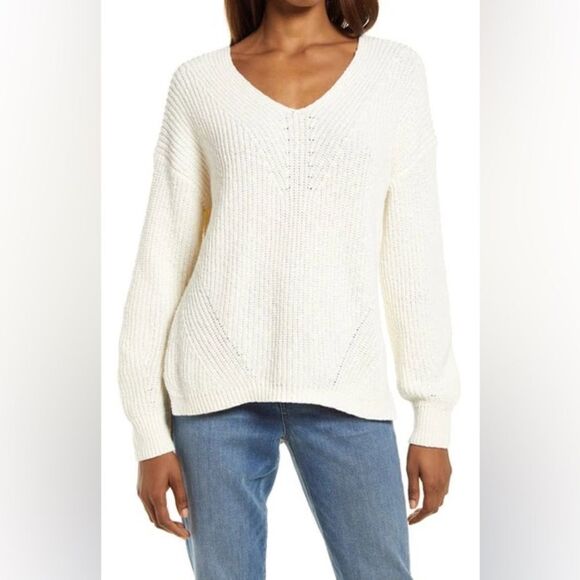 NWT Madewell Ridgeton Biege Pullover V-Neck Sweater Womens Stretchy XXS fall - Picture 1 of 2